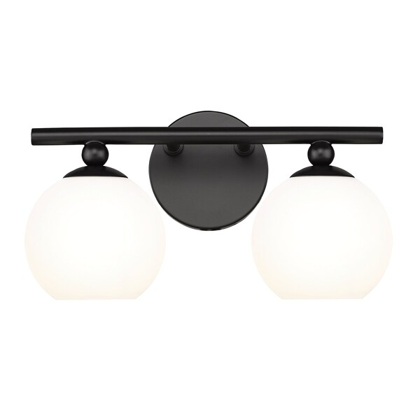 Z-Lite Neoma Vanity, 2-Light, 13.5 In.W x 6.75 In.L x 7.25 In.H, Matte Black/Opal Etched 1100-2V-MB - main